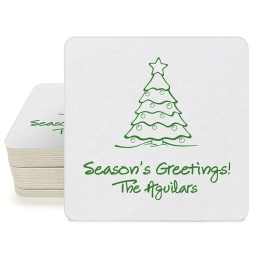 Decorative Christmas Tree Square Coasters