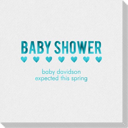 Baby Shower with Hearts Linen Like Napkins