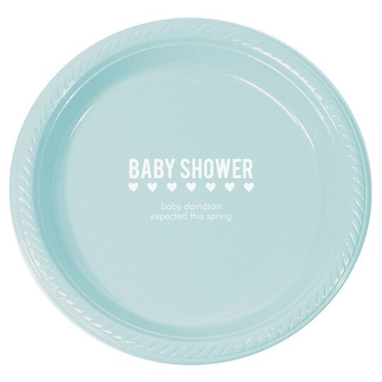 Baby Shower with Hearts Plastic Plates