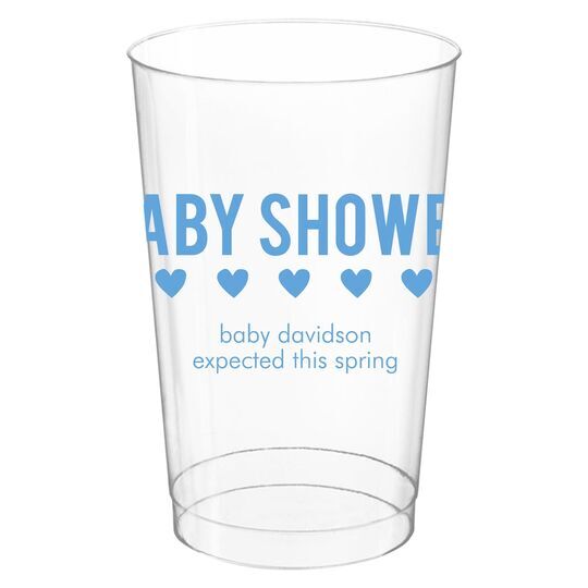 Baby Shower with Hearts Clear Plastic Cups