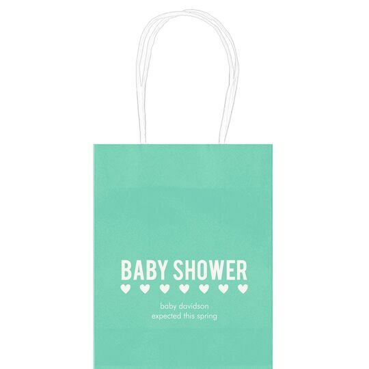Baby Shower with Hearts Mini Twisted Handled Bags