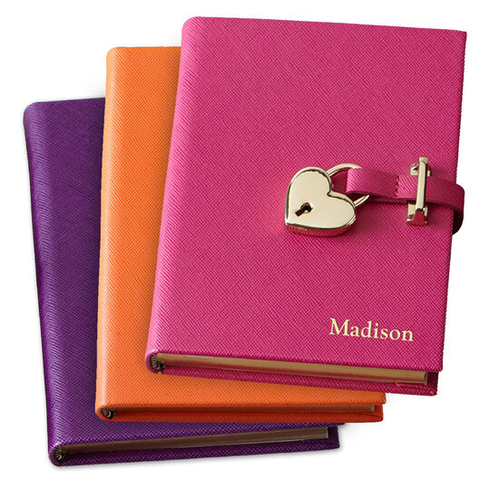 Personalized Heart Locked Leather Diary