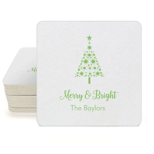 Starred Christmas Tree Square Coasters