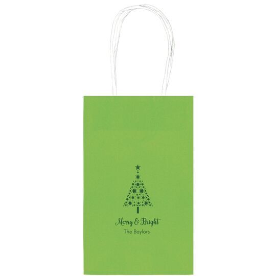 Starred Christmas Tree Medium Twisted Handled Bags