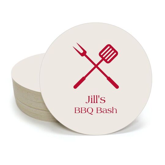 BBQ Utensils Round Coasters