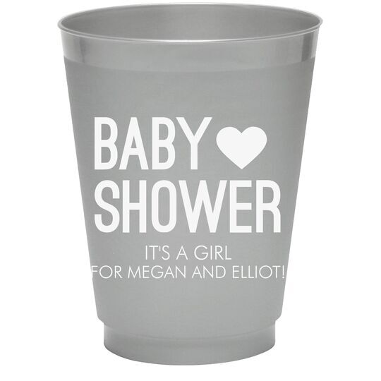 Baby Shower with Heart Colored Shatterproof Cups