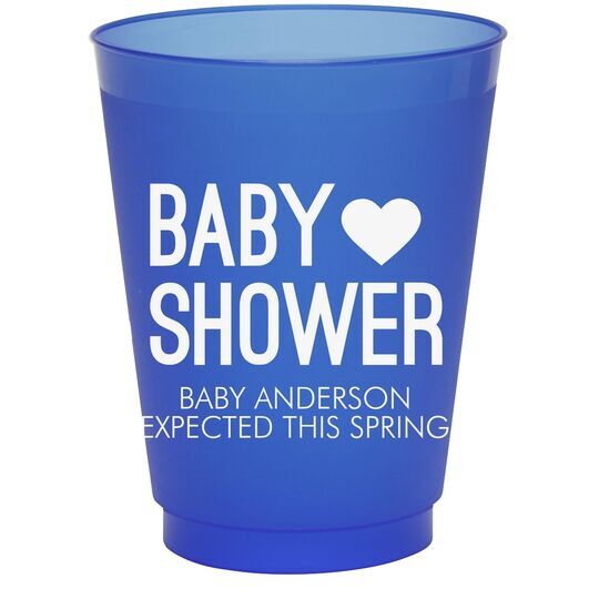 Baby Shower with Heart Colored Shatterproof Cups