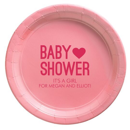 Baby Shower with Heart Paper Plates