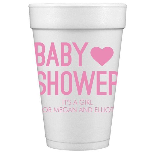 Baby Shower with Heart Styrofoam Cups