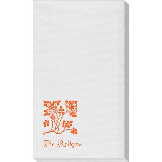 Floral Design Linen Like Guest Towels