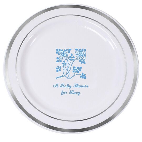 Floral Design Premium Banded Plastic Plates