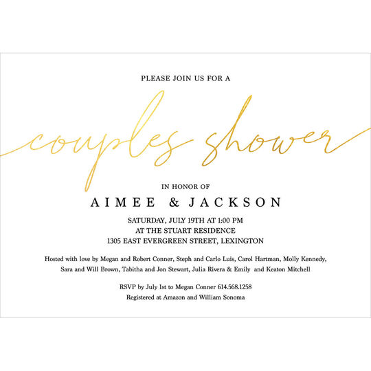 Chic Foil Couples Shower Invitations