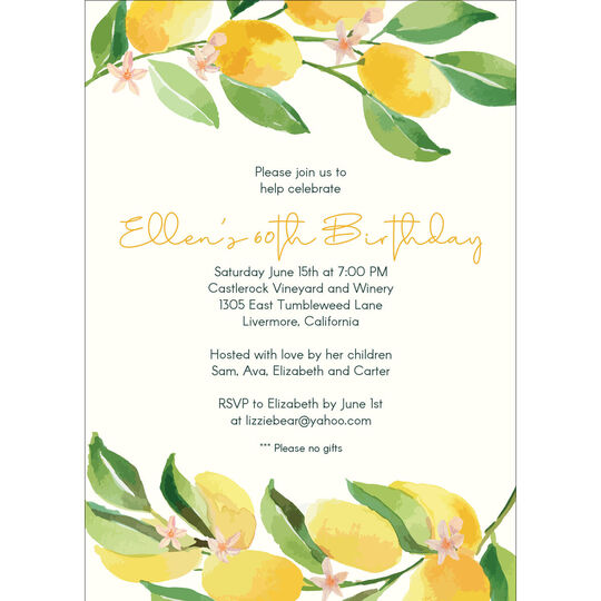 Personalized Stationery Notecards, Lemon Border Set