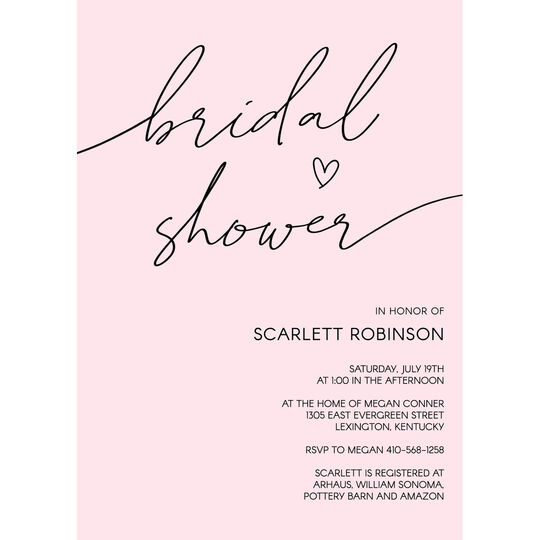 Bridal Shower Heart Invitations