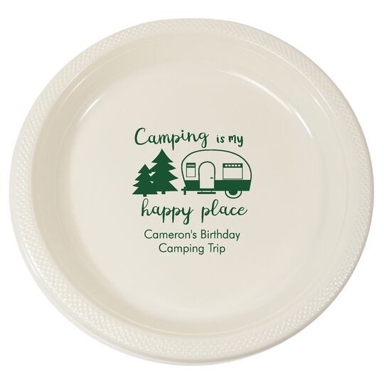 Camping Is My Happy Place Plastic Plates