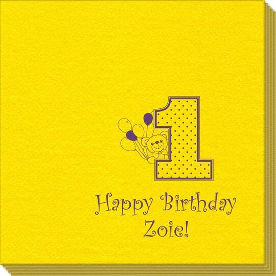 First Birthday Linen Like Napkins