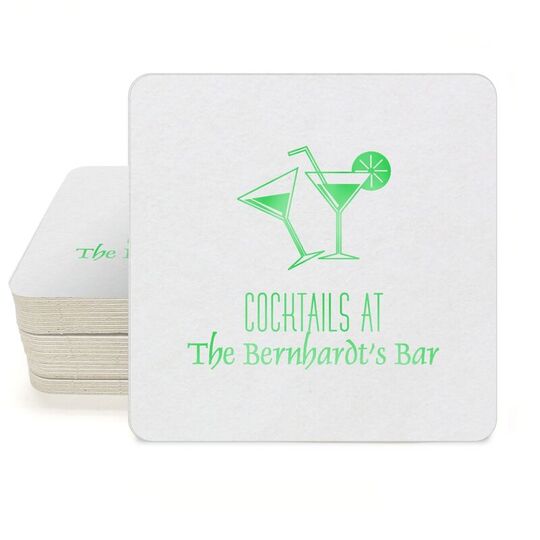 Cocktail Glasses Square Coasters