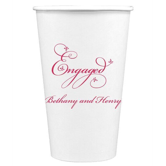 Elegant Engaged Paper Coffee Cups