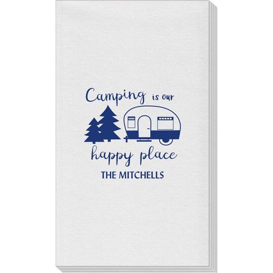 Camping Is Our Happy Place Linen Like Guest Towels
