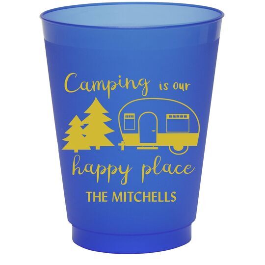 Camping Is Our Happy Place Colored Shatterproof Cups