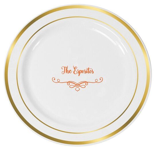 Classic Scroll Premium Banded Plastic Plates