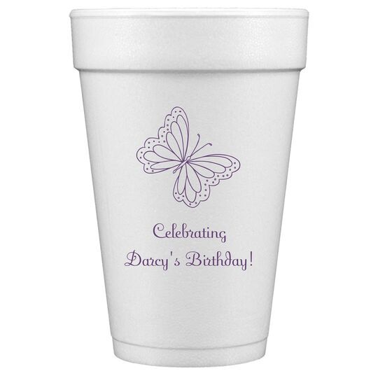 Sweet Butterfly Styrofoam Cups