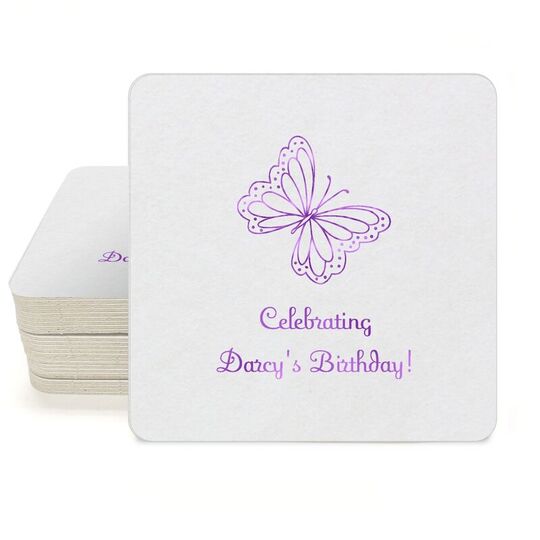 Sweet Butterfly Square Coasters