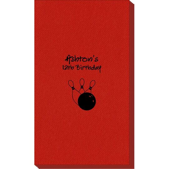 Bowling Ball & Pins Linen Like Guest Towels
