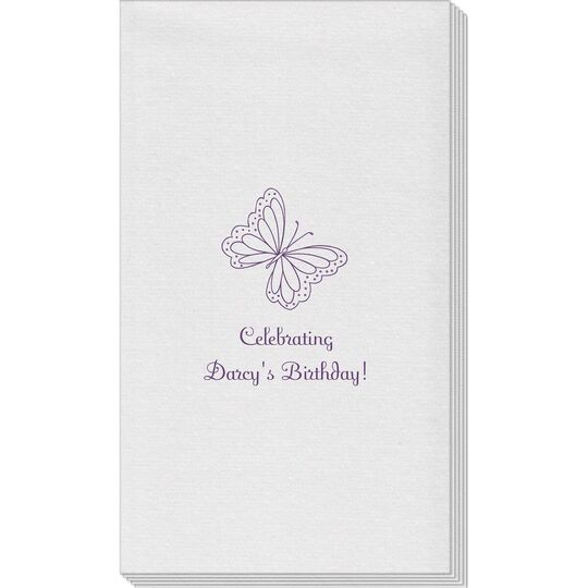 Sweet Butterfly Linen Like Guest Towels