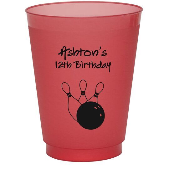 Bowling Ball & Pins Colored Shatterproof Cups