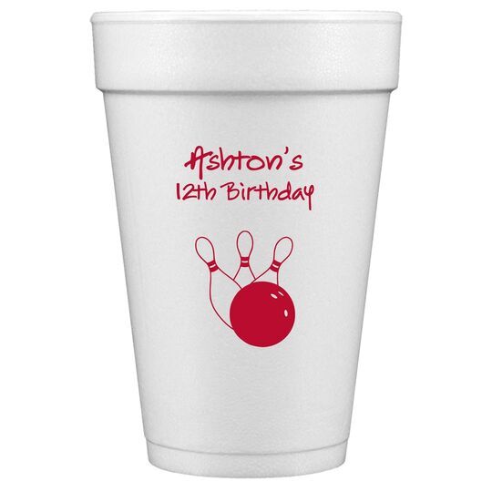 Bowling Ball & Pins Styrofoam Cups