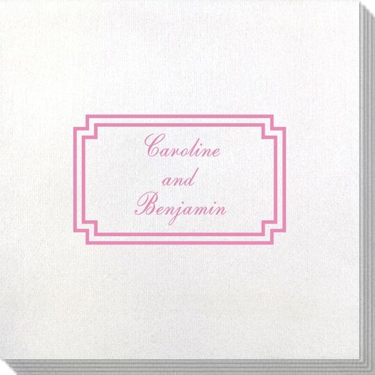 Your Text in Double Frame Bamboo Luxe Napkins