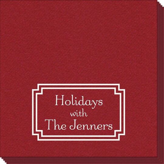 Your Text in Double Frame Linen Like Napkins