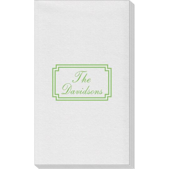 Your Text in Double Frame Linen Like Guest Towels