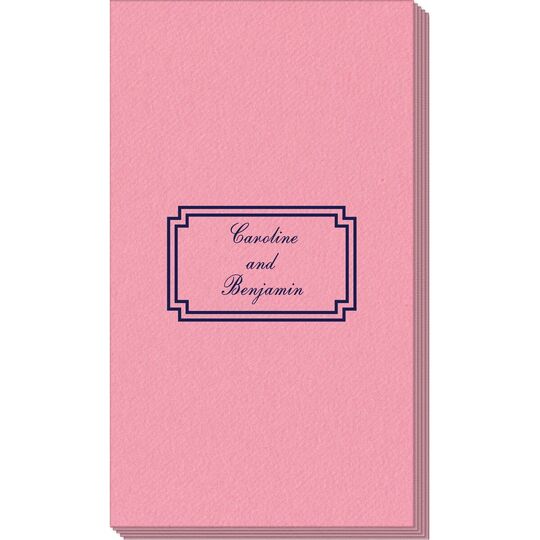 Your Text in Double Frame Linen Like Guest Towels