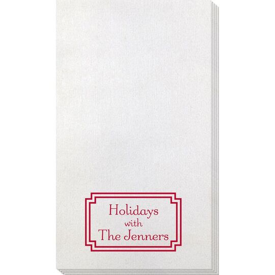 Your Text in Double Frame Bamboo Luxe Guest Towels