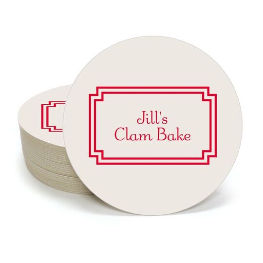 Your Text in Double Frame Round Coasters