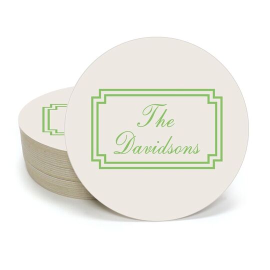 Your Text in Double Frame Round Coasters