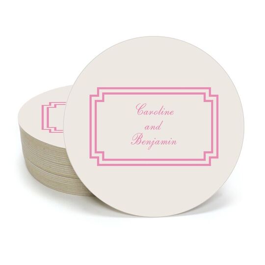 Your Text in Double Frame Round Coasters