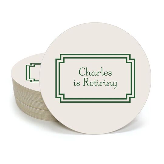 Your Text in Double Frame Round Coasters