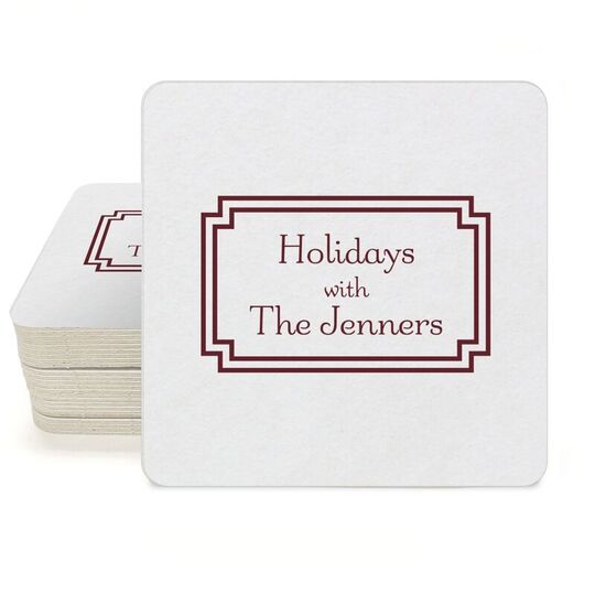 Your Text in Double Frame Square Coasters