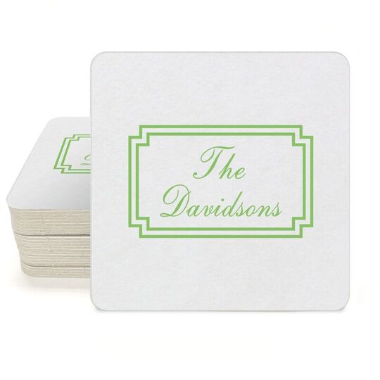 Your Text in Double Frame Square Coasters