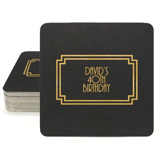 Your Text in Double Frame Square Coasters