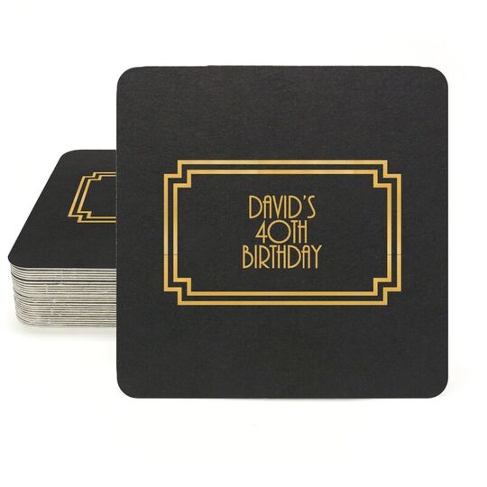 Your Text in Double Frame Square Coasters