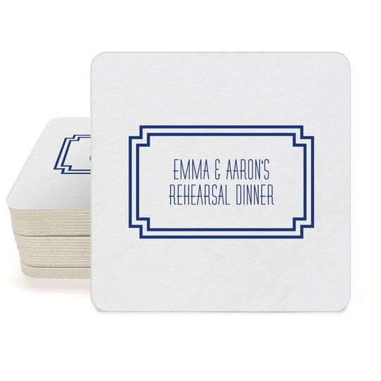 Your Text in Double Frame Square Coasters