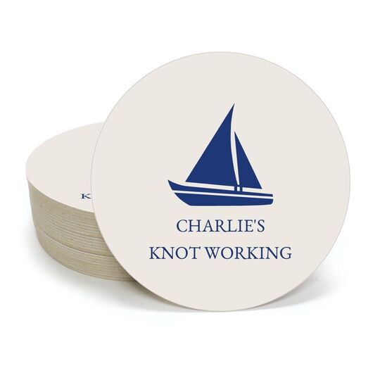 Cutter Sailboat Round Coasters