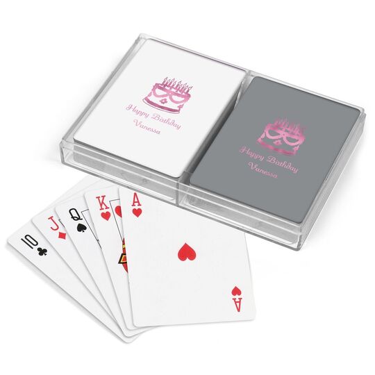 Sweet Floral Birthday Cake Double Deck Playing Cards