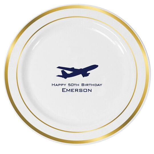 Jumbo Airliner Premium Banded Plastic Plates