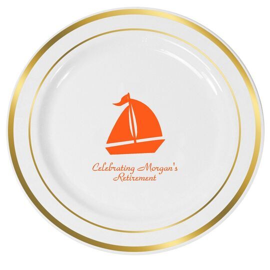 Sailboat Silhouette Premium Banded Plastic Plates