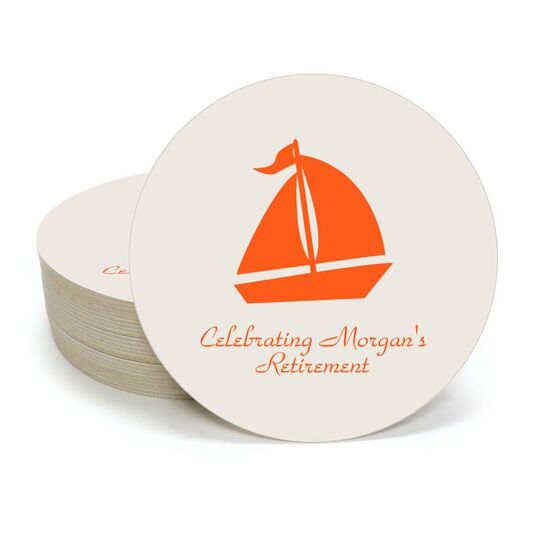 Sailboat Silhouette Round Coasters